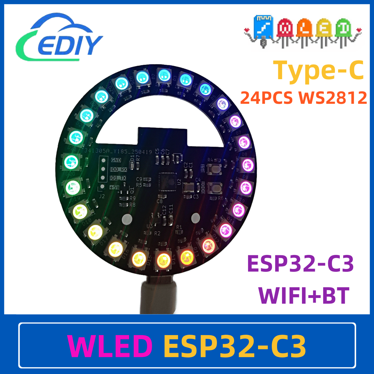 Esp32 C3 - WLED ESP32-C3 Papan Pengembangan Lampu Warna-warni