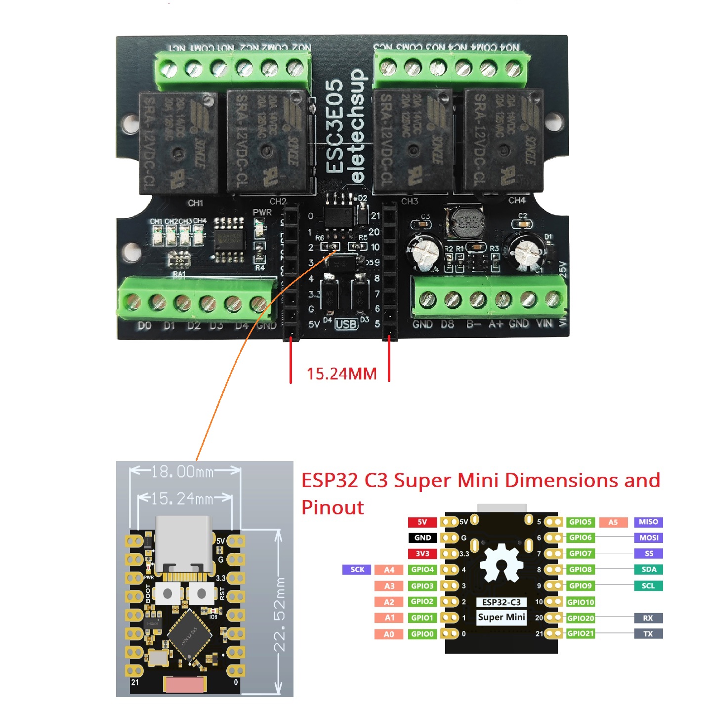 ESC3B04 ESP32-C3 Papan Relai I - Espressif Esp32 ulasan dan harga